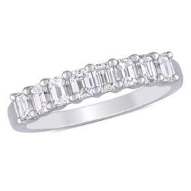 0.95 CT. T.W. Emerald-Cut Diamond Semi-Eternity Ring in 14K White Gold - Sam's Club