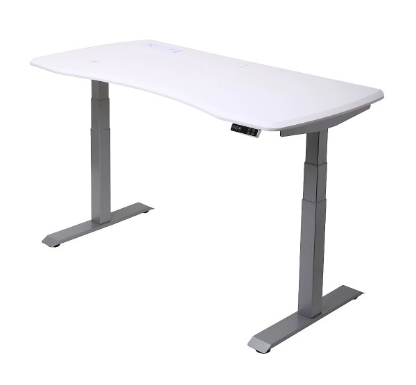 ® Electric 60"W Height-Adjustable Standing Desk with Wireless Charging, White