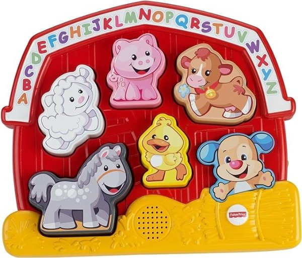 -Price Laugh & Learn Toddler Shape Sorting Toy Farm Animal Puzzle With Music & Sounds For Ages 1+ Years,Red
