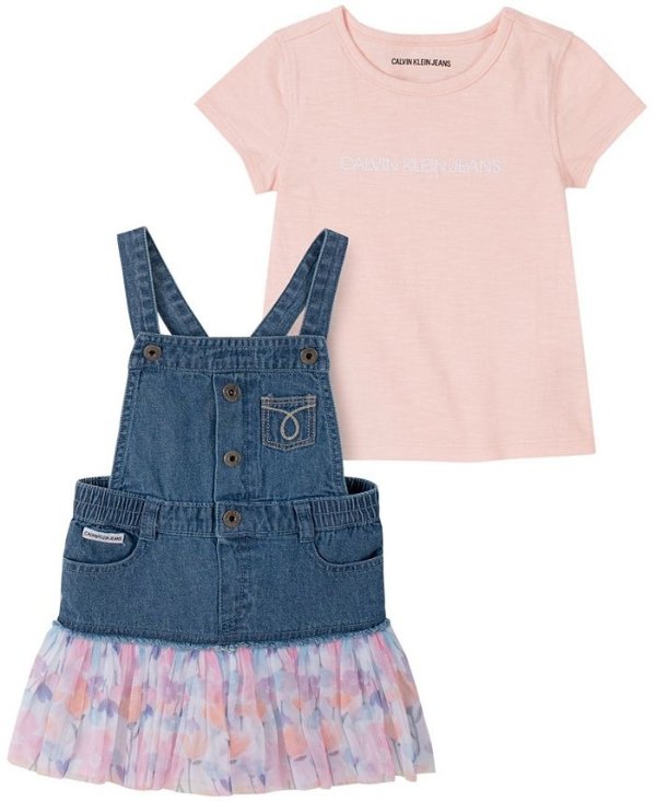 Little Girls Mesh Skirt Jumper and Jersey T-shirt Set