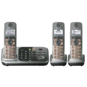 Panasonic KX-TG7743S DECT 6.0 Link-to-Cell via Bluetooth Cordless Phone with Answering System, Silver, 3 Handsets 