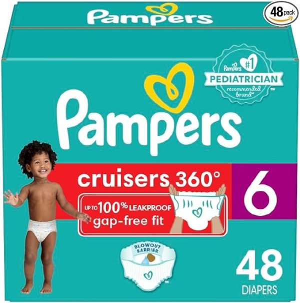 Cruisers 360 Diapers - Size 6, 48 Count, Pull-On Disposable Baby Diapers, Gap-Free Fit