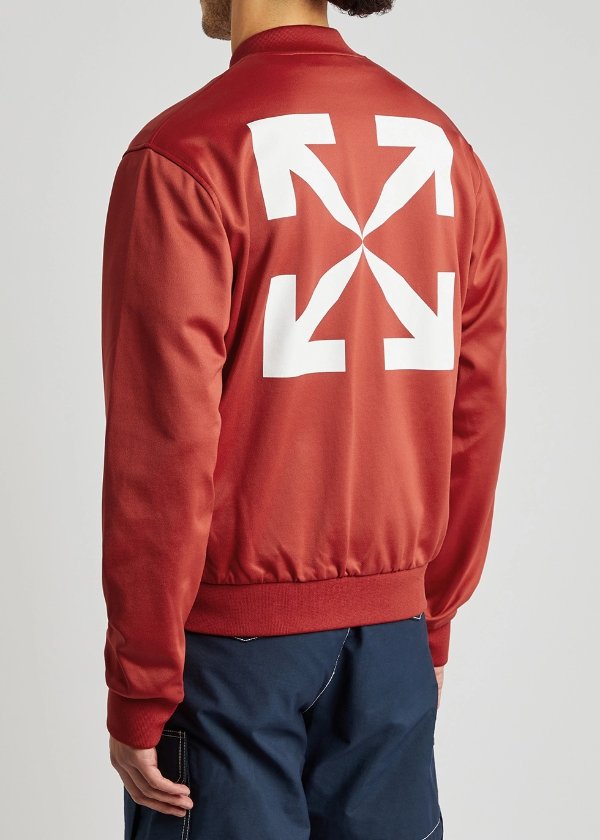 Red logo-print stretch-jersey bomber jacket