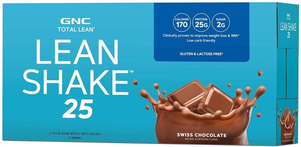 Total Lean Lean Shake 25 to Go Bottles - Swiss Chocolate, 12 Pack, Low-Carb Protein Shake to Improve Weight Loss
