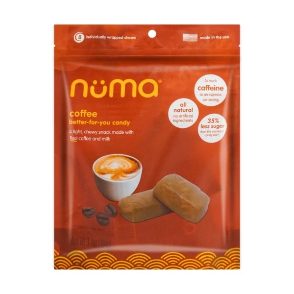 Numa Healthier Creamy Candy - Coffee - All Natural Low Sugar 65mg caffeine - 3.7oz bag