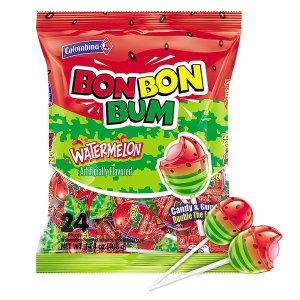 Colombina Bon Bon Bum Lollipops w/Bubble Gum Center 14.4 oz bag, (24 count)