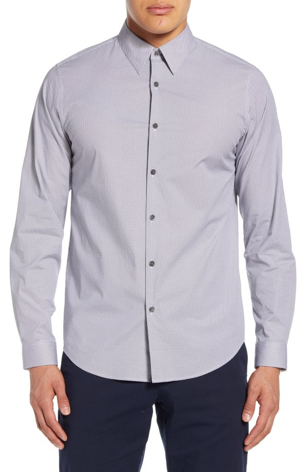 Irving Douglas Slim Fit Diamond Grid Button-Up Shirt