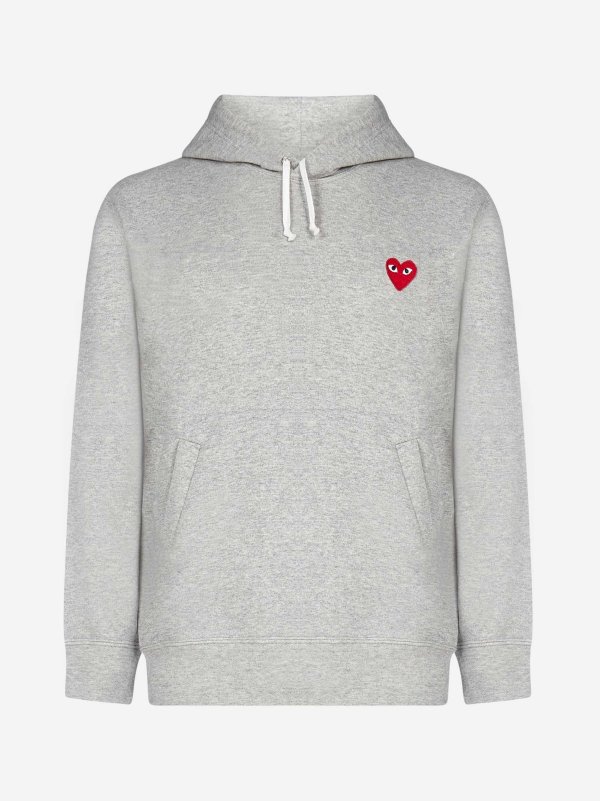 Heart-logo patch cotton hoodie