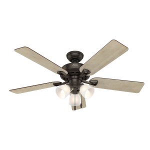 Hunter Kenney 52-in Premier Bronze Indoor Downrod Or Close Mount Ceiling Fan with Light Kit