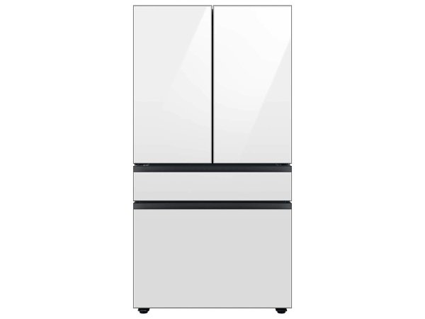 White Glass Bespoke 4-Door French Door Counter Depth Smart Refrigerator (23 cu. ft.) with Beverage Center&trade; (with Customizable Door Panel Colors) - RF23BB860012AA | Samsung US