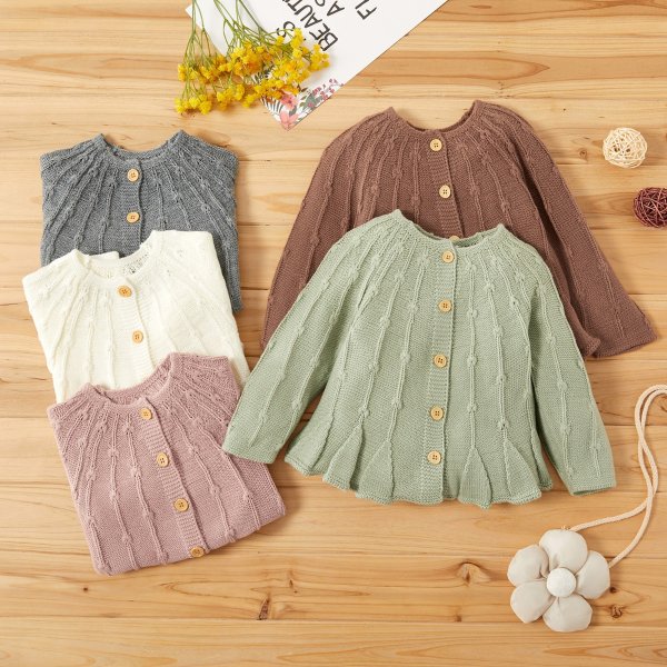 Baby Girl Solid Knitted Sweater Coat