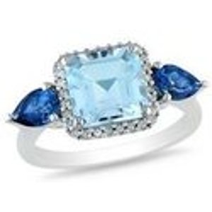 3.88-tcw Topaz Ring with Diamond Accents
