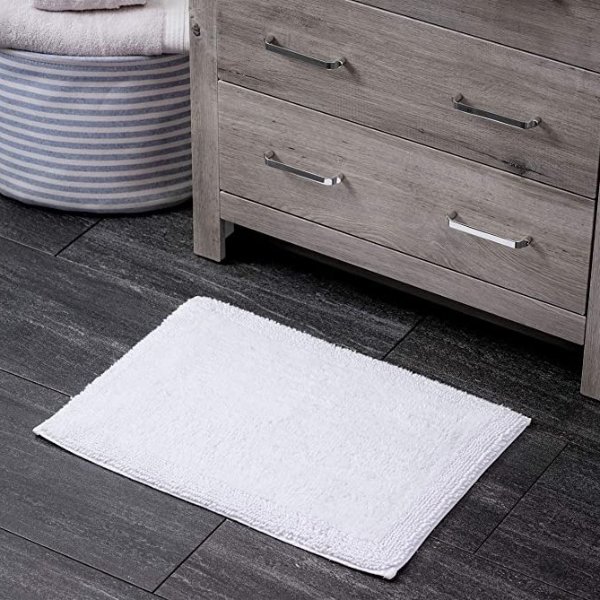 100% Turkish Cotton Bathroom Rug - Luxurious - Soft & Thick - Highly Absorbent - Hotel Spa Collection - 17"x 24" - White