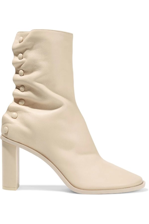 Neutral Teatime button-detailed leather ankle boots | Sale up to 70% off | THE OUTNET | THE ROW | THE OUTNET