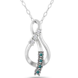 Blue and White Diamond Twist Pendant in .925 Sterling Silver @ Szul.com