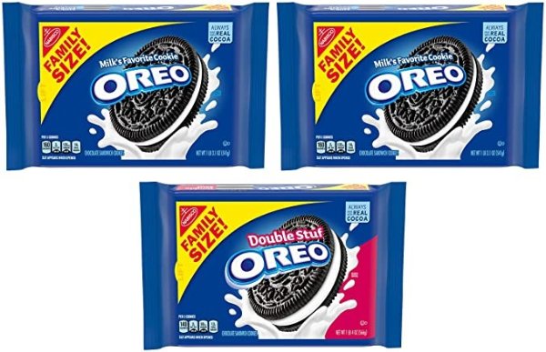 Original &Double Stuf Chocolate Sandwich Cookie Variety Pack, Family Size, 3 Packs