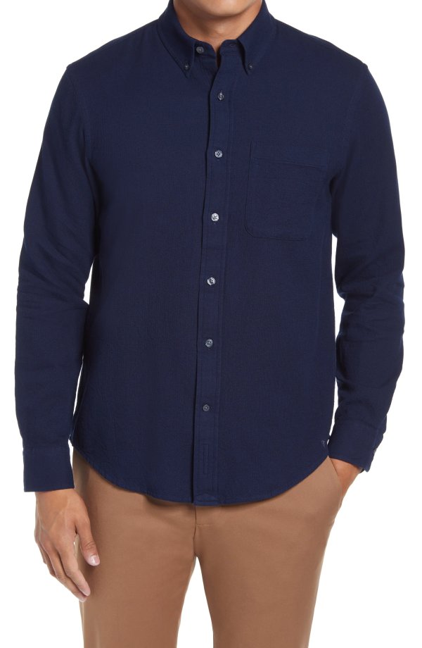 Standard Fit Knit Button-Down Shirt