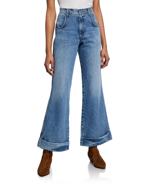 The 70s Ultra High-Rise Cuffed Bell Bottom Jeans
