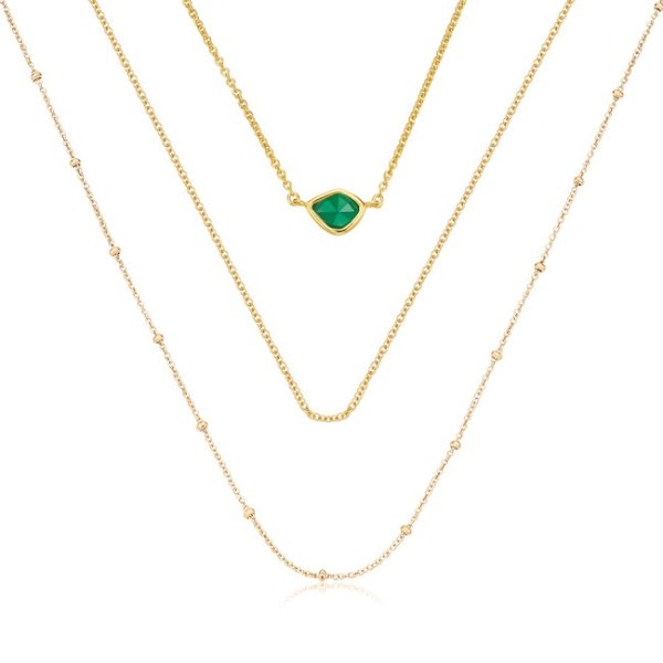 Gold Vermeil Siren Mini Nugget, Fine Chain and Beaded Chain Necklace Set | Jewellery Sets | Monica Vinader