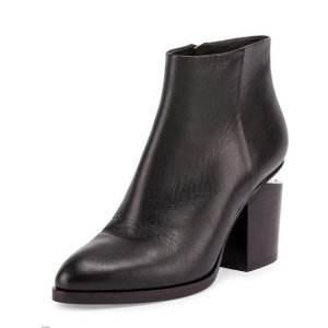 Alexander Wang Gabi Tilt-Heel Leather Boot, Black @ Neiman Marcus