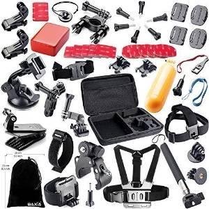 BAXIA TECHNOLOGY 44-in-1 Accessory Kit for GoPro HERO 4/ 3+/ 3/ 2/ 1, Black Silver