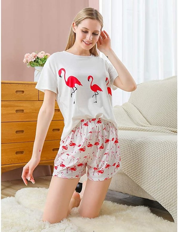 Womens Tie Dye Printed Short Sleeve Tops and Pants Long Pajamas Set Joggers 2 Piece PJ Sets Nightwear Sleepwear Loungewear