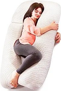 Detachable Pregnancy Pillows for Sleeping, U Shaped Full Body Pillow with Removable Cooling Bamboo Cover, Pregnant Women Must Haves Maternity Pillow, Support for Head, Back, Hips, Legs, Belly