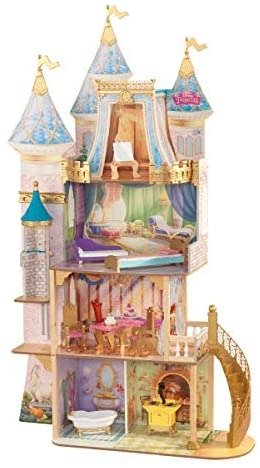 Disney® Princess Royal Celebration Wooden Dollhouse with 10-Piece Accessories and Bonus Storybook Foldout Rooms, Gift for Ages 3+