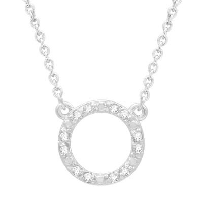 1/10 Ct. T.W. Diamond Sterling Silver 15 Inch Cable Pendant Necklace