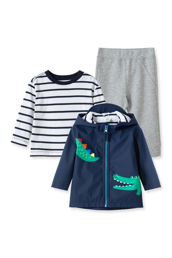 Alligator Jacket, Striped Shirt, & Pants Set(Baby Boys)