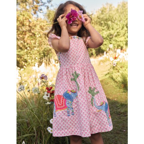 BodenApplique Woven Dress - Plum Blossom Woodblock | Boden US
