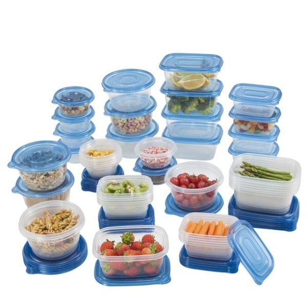 92 Piece Food Storage Variety Value Set, Blue Lids