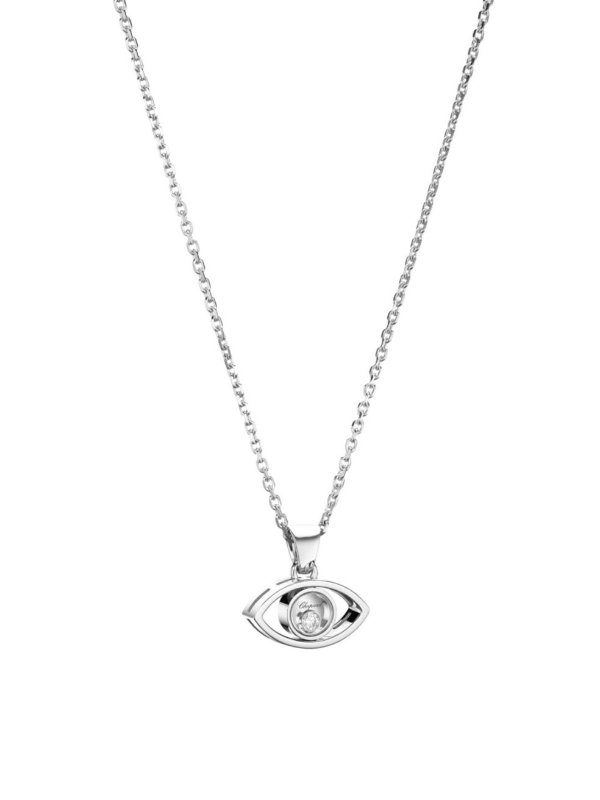 Evil Eye Diamond & 18K White Gold Pendant Necklace