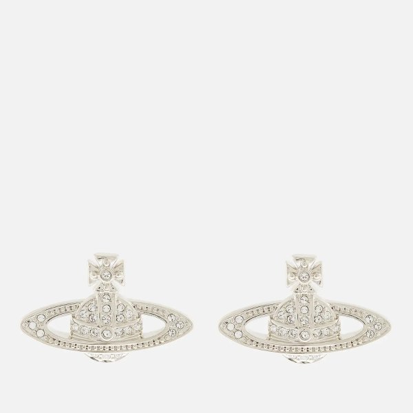 Women's Mini Bas Relief Earrings - Platinum / Crystal