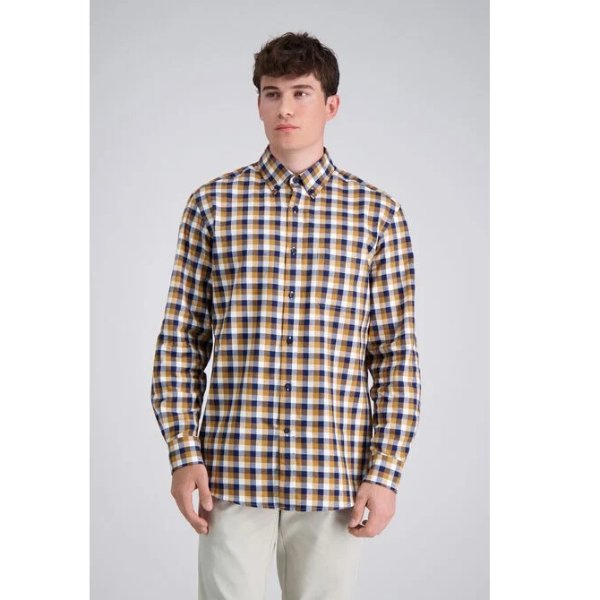 Long Sleeve Brushed Cotton Plaid Shirt