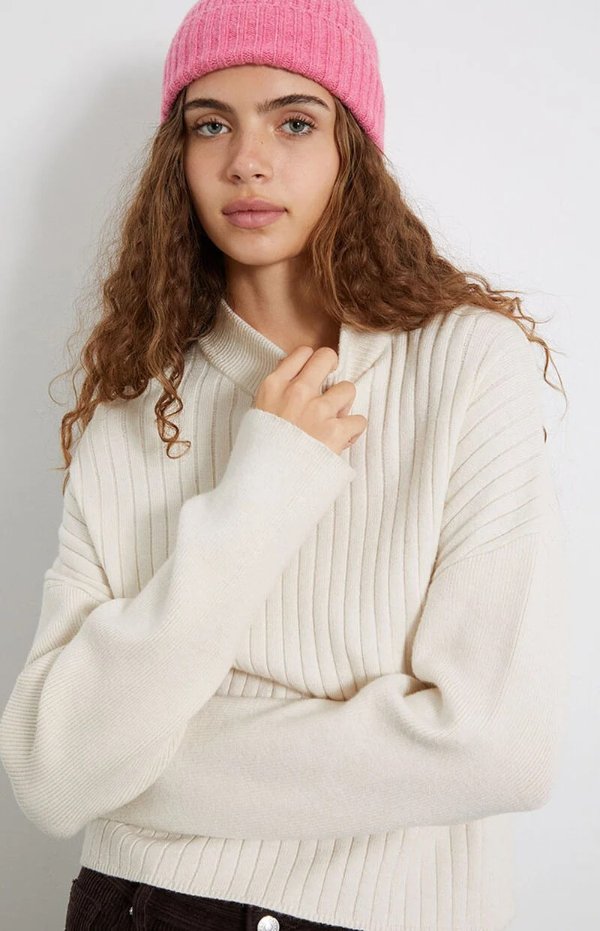 Contrast Ribbed Mock Neck Sweater | PacSun