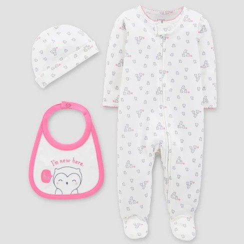 Baby Girls' Sleep N' Play, Hat and Bib Set - Just One You&#153; Made by Carter's&#174; White