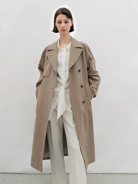 Cotton Blend Trench Coat_Brown