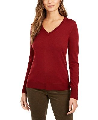 Merino Wool Button-Cuff V-Neck Sweater, Created for Macy's