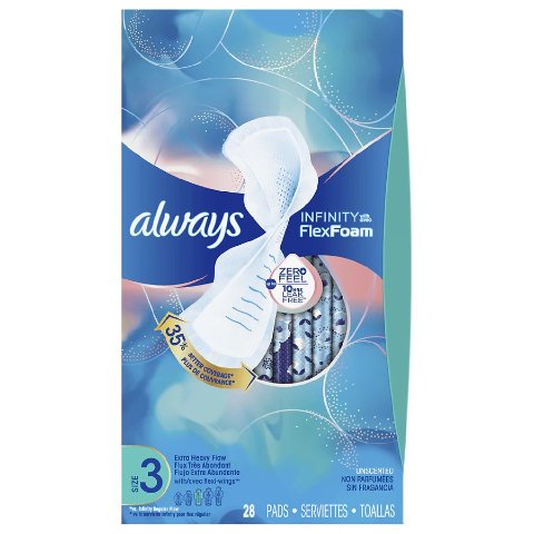 alwaysInfinity Extra Heavy Sanitary Pads with Wings Unscented Unscented, Size 3