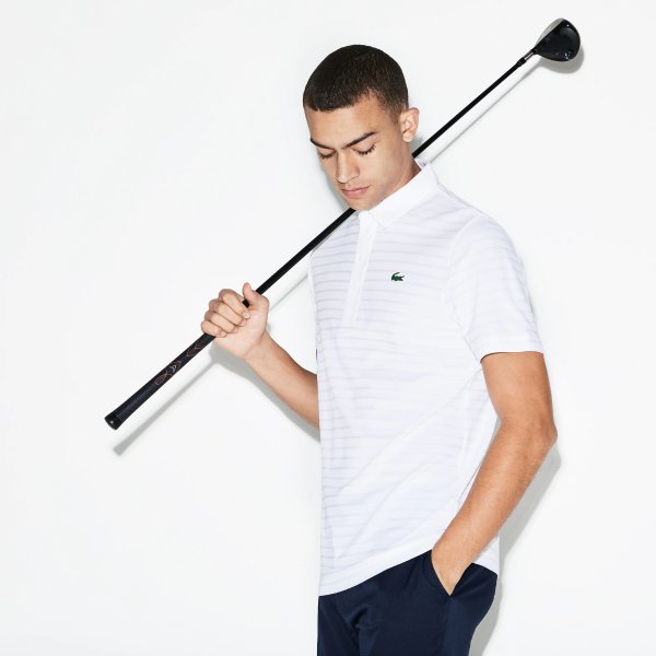 Men's SPORT Golf Striped Tech Jacquard Jersey Polo Shirt