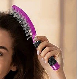 Professional Curved Vented Styling Hair Brush Barber Hairdressing Styling Tools Fast Drying Hair Detangling Massage Brushes (Purple)