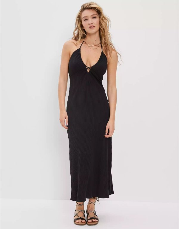 American Eagle AEO AE Knit Ruched-Front Midi Dress 49.95