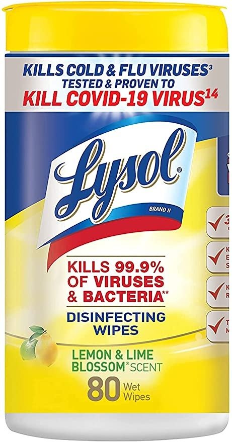 Disinfectant Wipes, Multi-Surface Antibacterial Cleaning Wipes, For Disinfecting and Cleaning, Lemon and Lime Blossom, 80 Count (Pack of 1)