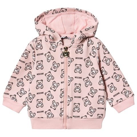 Pink All Over Bear Branded Full Zip Hoodie | AlexandAlexa
