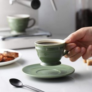 Dowan Espresso Cups, 3.5 oz Espresso Cups and Saucers Sets