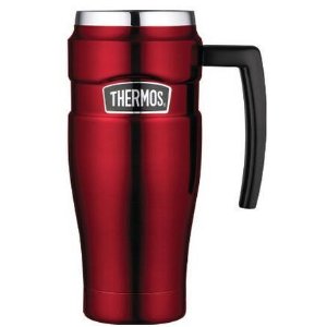Thermos Stainless Steel King 16 Ounce Travel Mug with Handle, Cranberry
