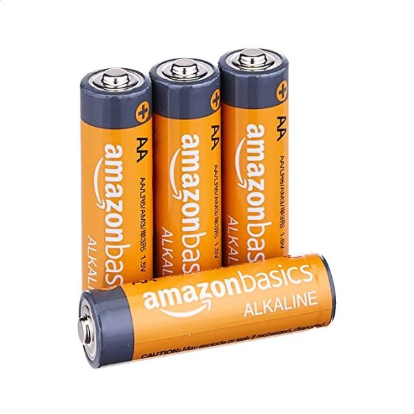 Amazon Basics 4 Pack AA Alkaline Batteries - Blister Packaging
