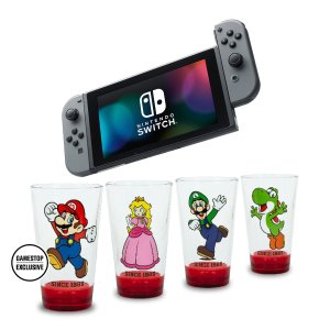 Nintendo Switch  with Mario Glassware Bundle