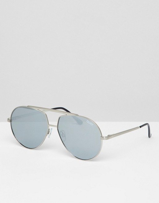 Quay Aviator Sunglasses In Silver at asos.com